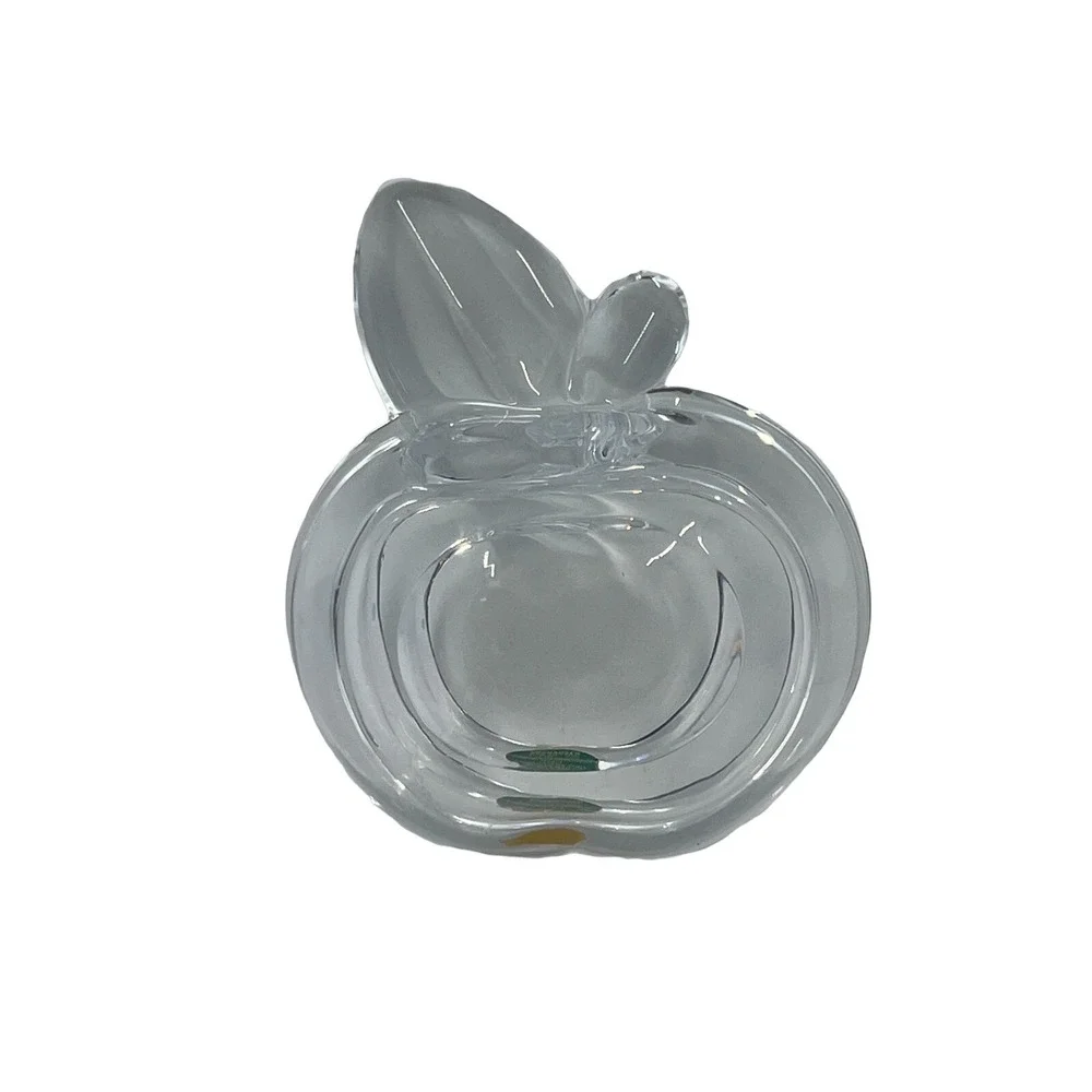 Vintage VANNES‎ LE CHATEL France French Crystal Art Glass Apple Dish Bowl